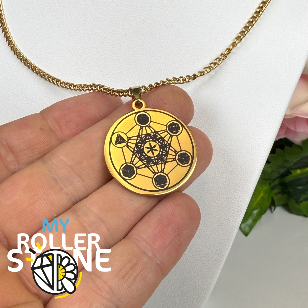 Collier Cube de Métatron Fleur de Vie Doré