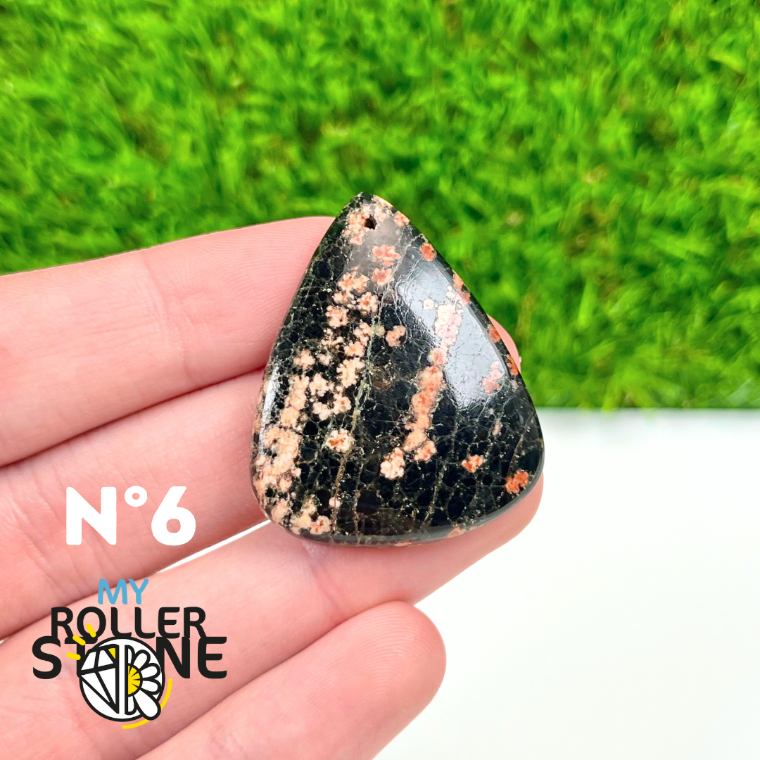 Pendentif Obsidienne Fleurie percé