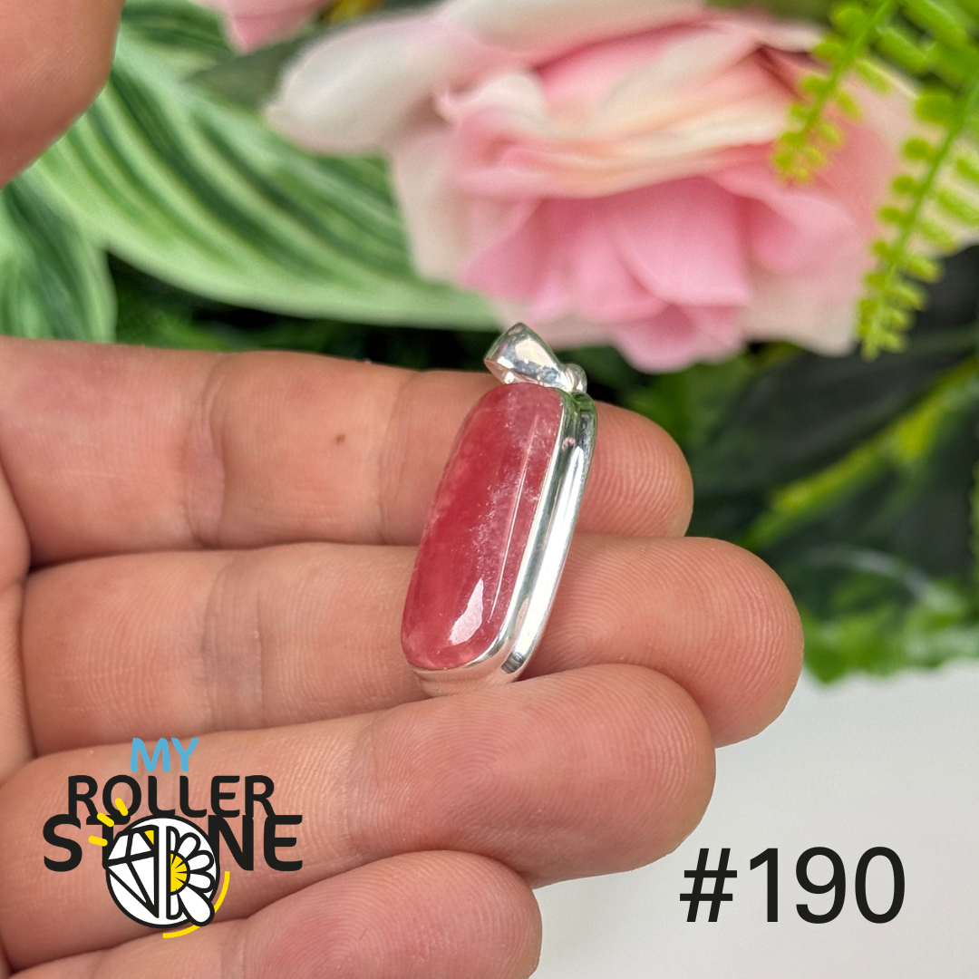Pendentif argent 925 rhodochrosite translucide #P190