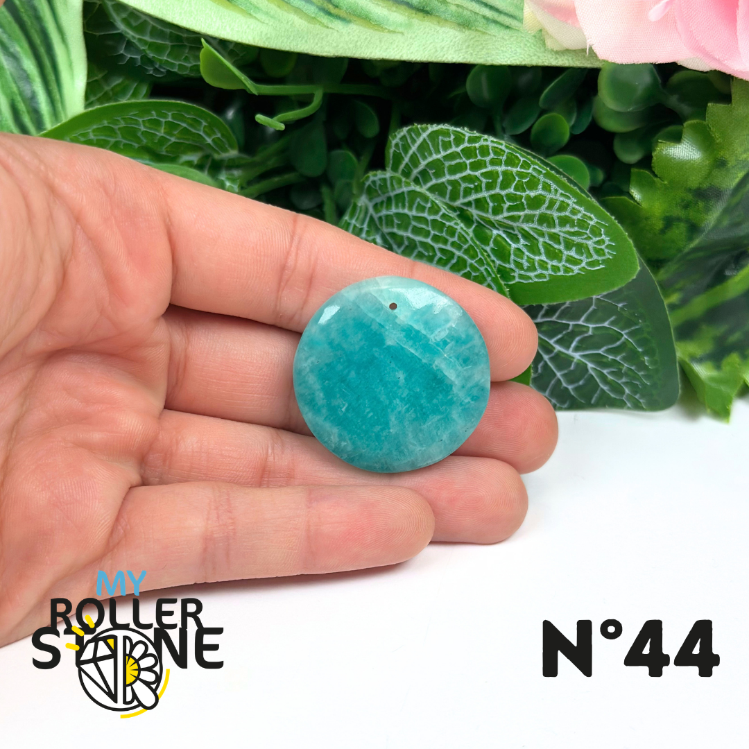 Pendentif Percé Rond Amazonite Bleue 5A