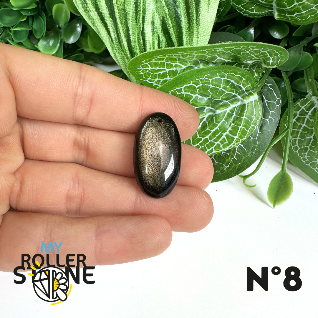 Pendentif Obsidienne dorée 5A percé