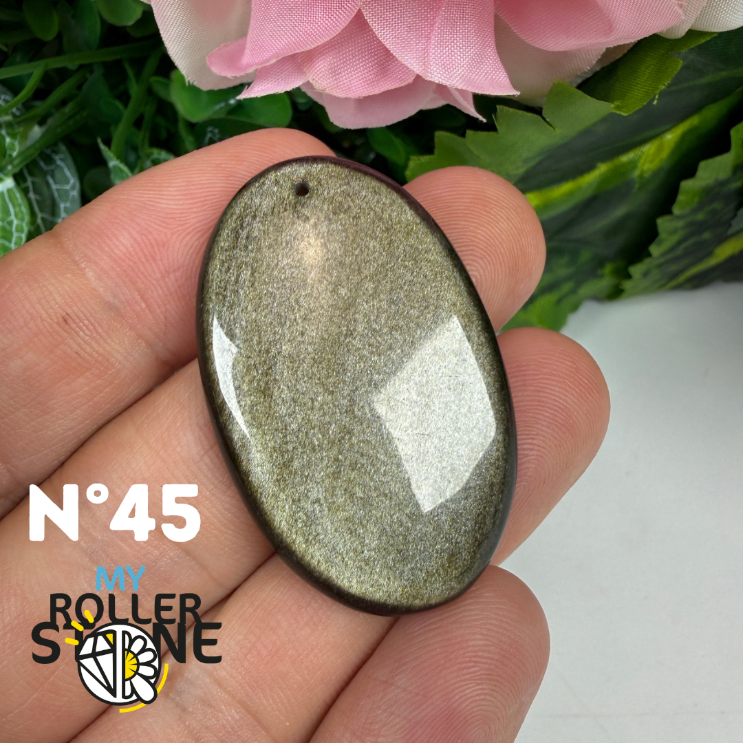 Pendentif Obsidienne dorée 5A percé
