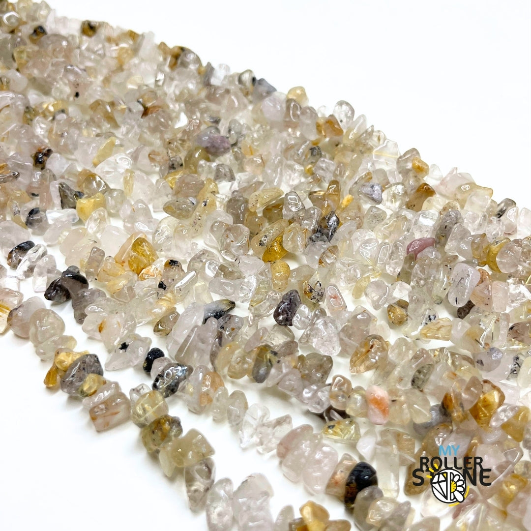 Perle Chips en Quartz Rutile Doré 80 CM