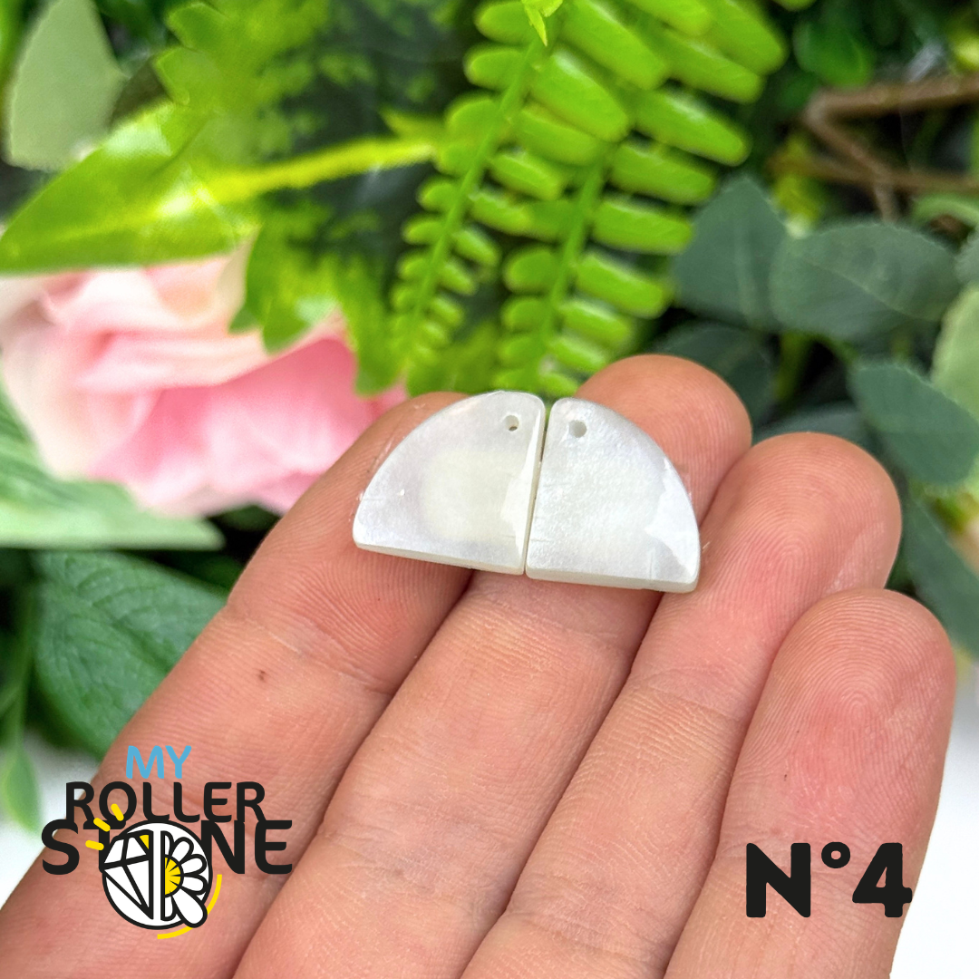 Paire de Cabochon percé en Pierre de lune D'Inde pour Boucles d'oreilles