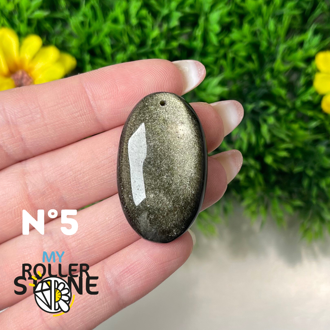 Pendentif Obsidienne dorée 5A percé