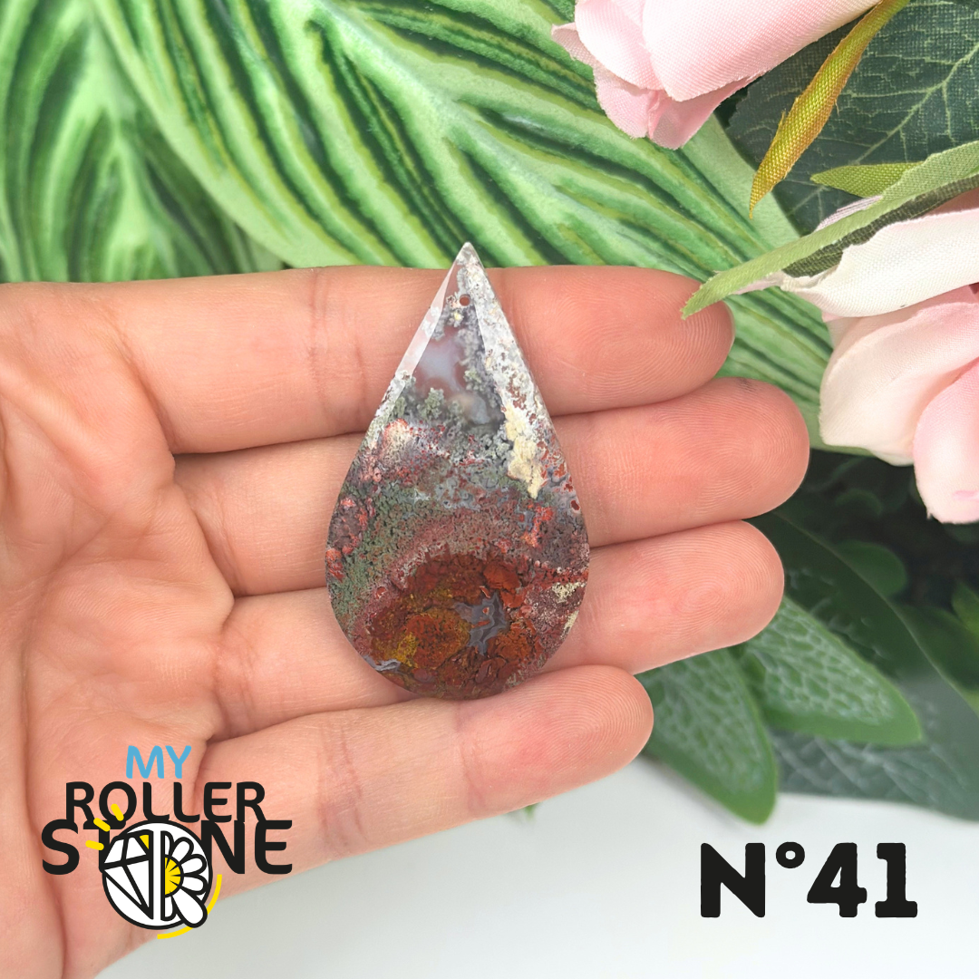 Pendentif Agate Mousse Indonésienne 5A Percé