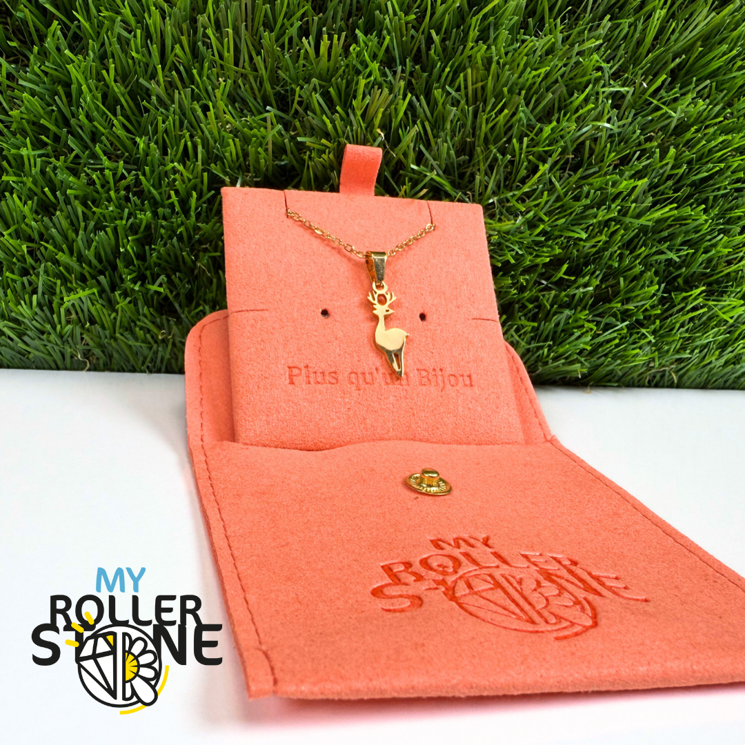 Pendentif biche acier inoxydable doré
