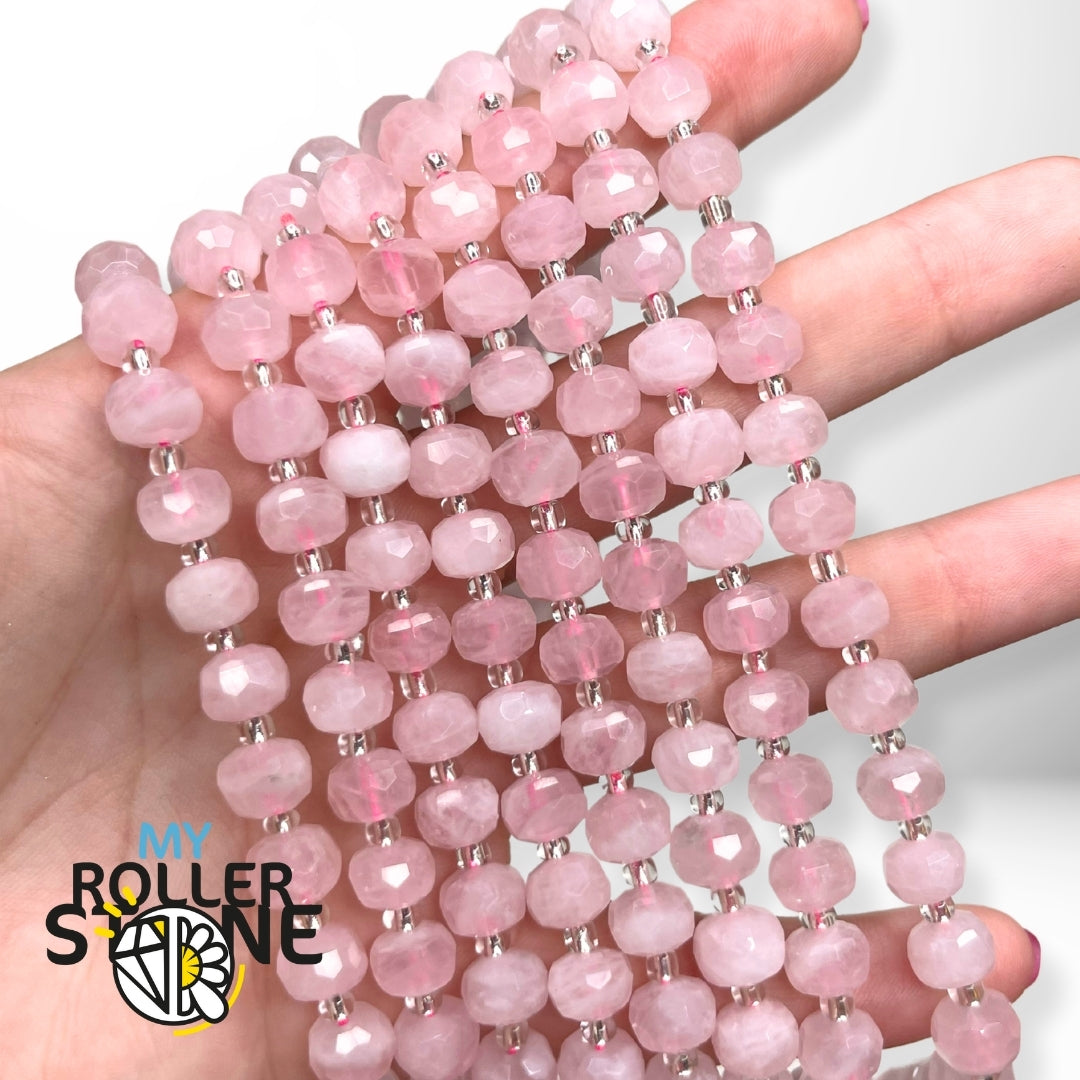 Perles Rondelles Quartz Rose Facettées