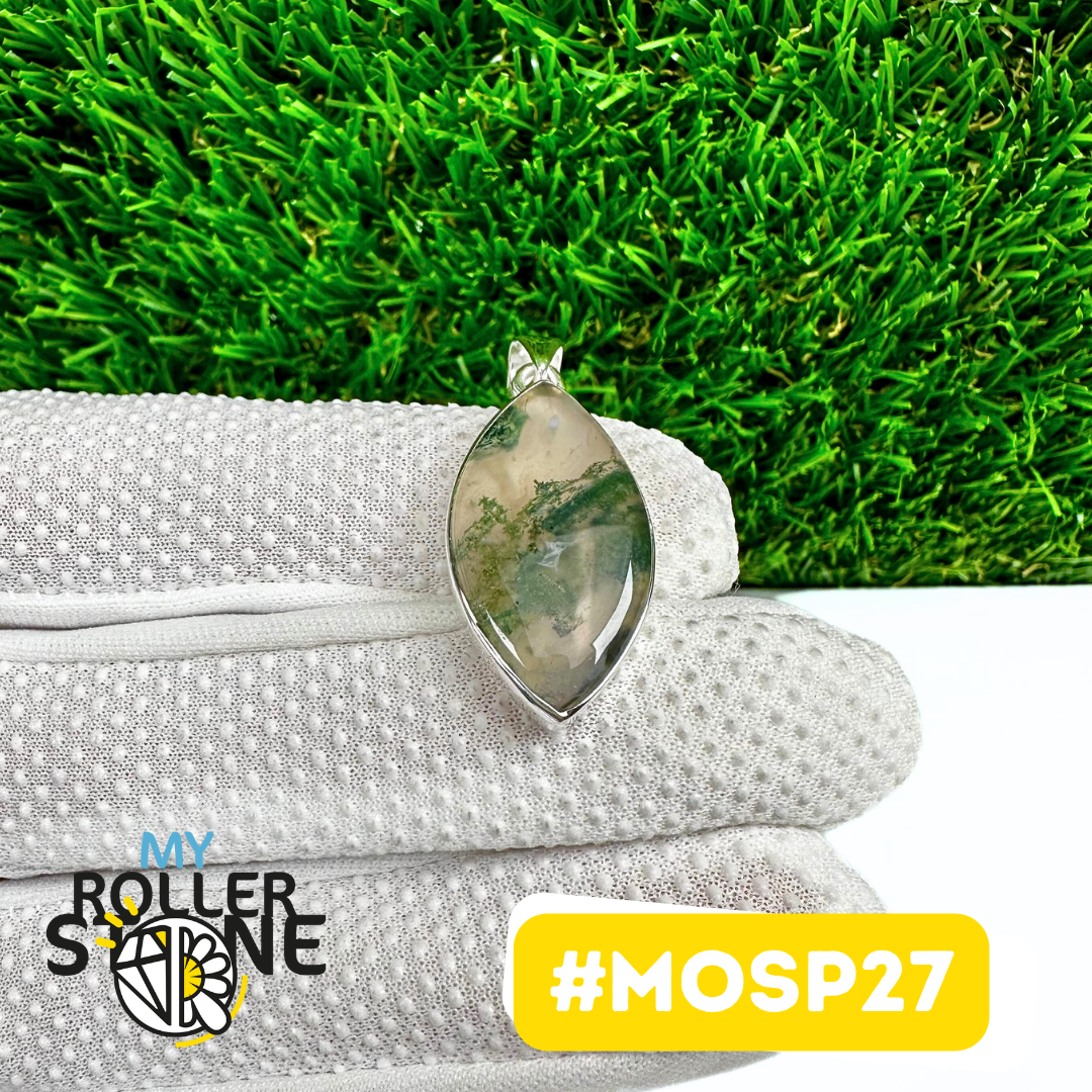 Pendentif Agate Mousse Argent 925 (MOSP27)