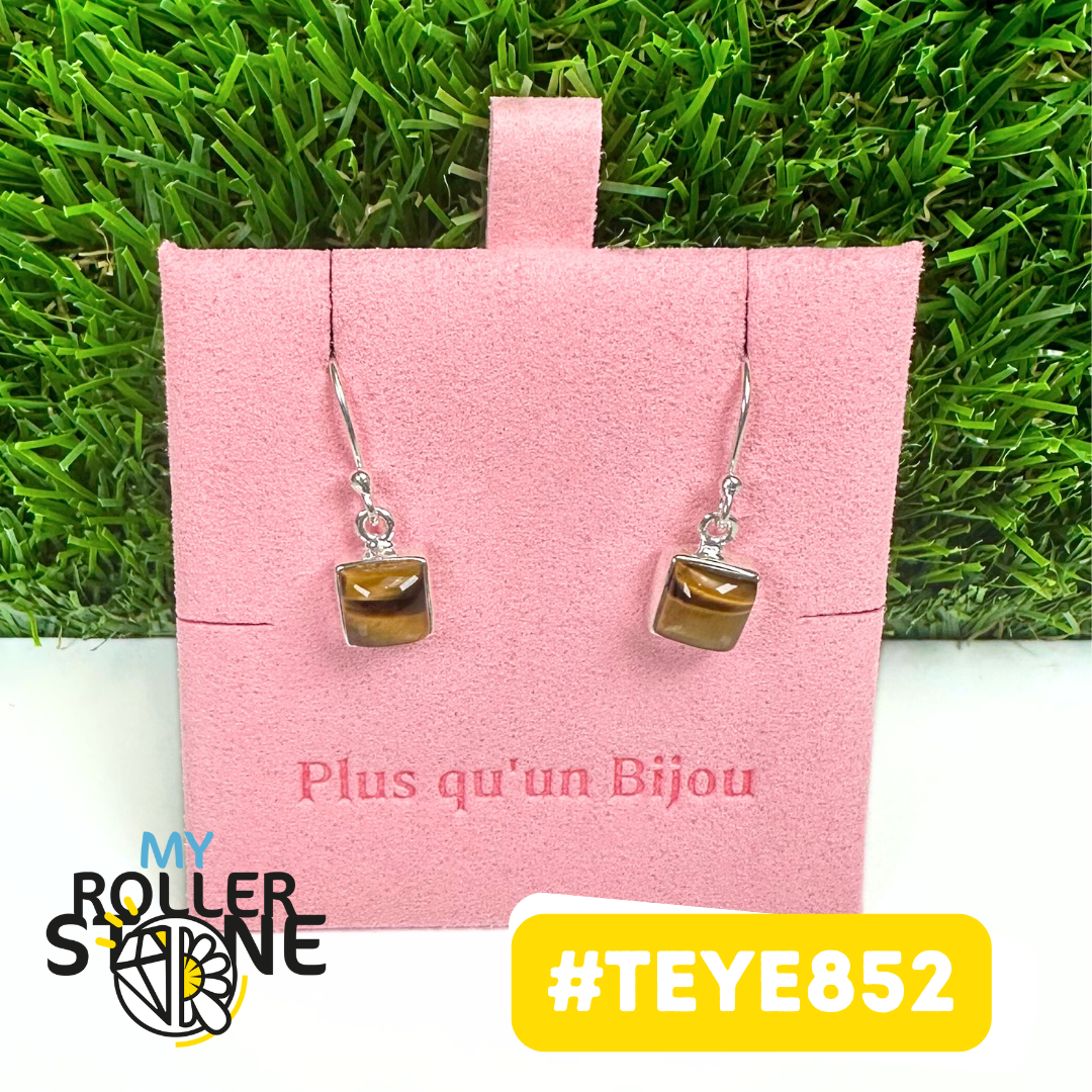 Boucles d'Oreilles Oeil De Tigre Argent 925 #TEYE852