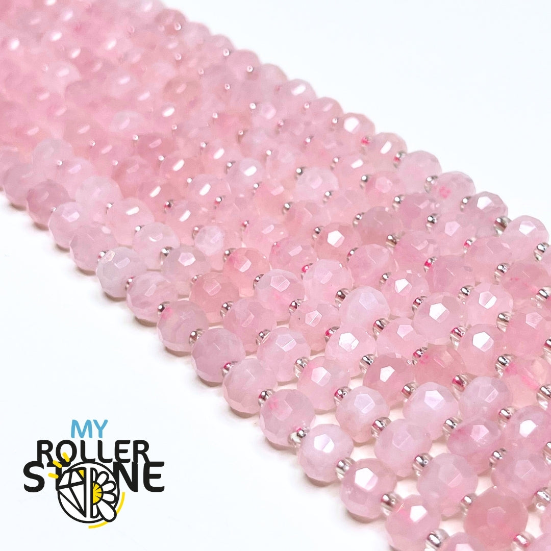 Perles Rondelles Quartz Rose Facettées