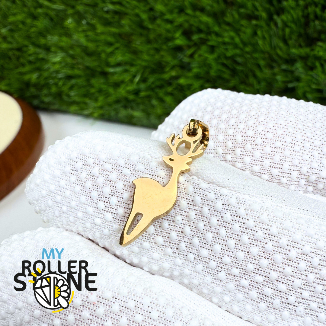Pendentif biche acier inoxydable doré