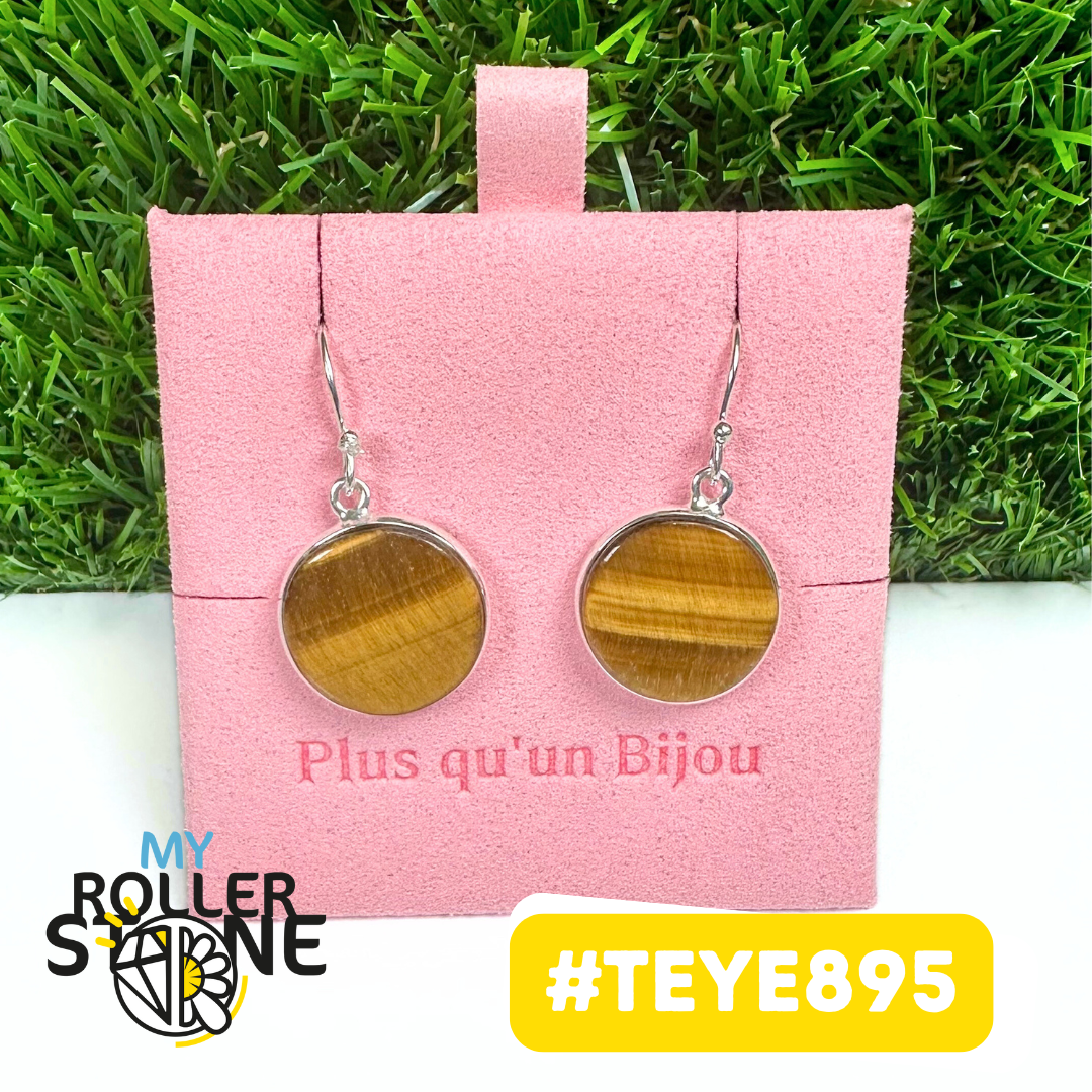 Boucles d'Oreilles Oeil De Tigre Argent 925 #TEYE895