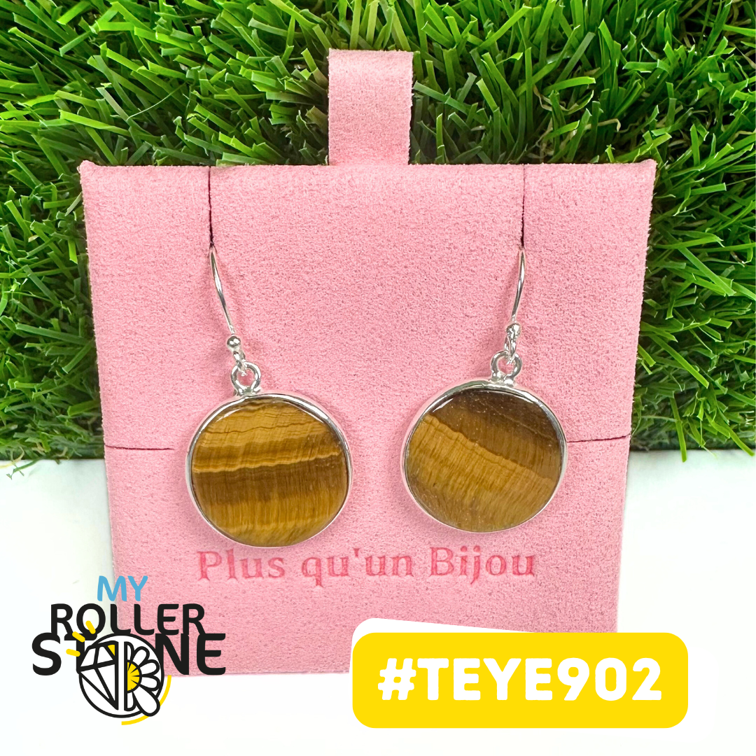 Boucles d'Oreilles Oeil De Tigre Argent 925 #TEYE902