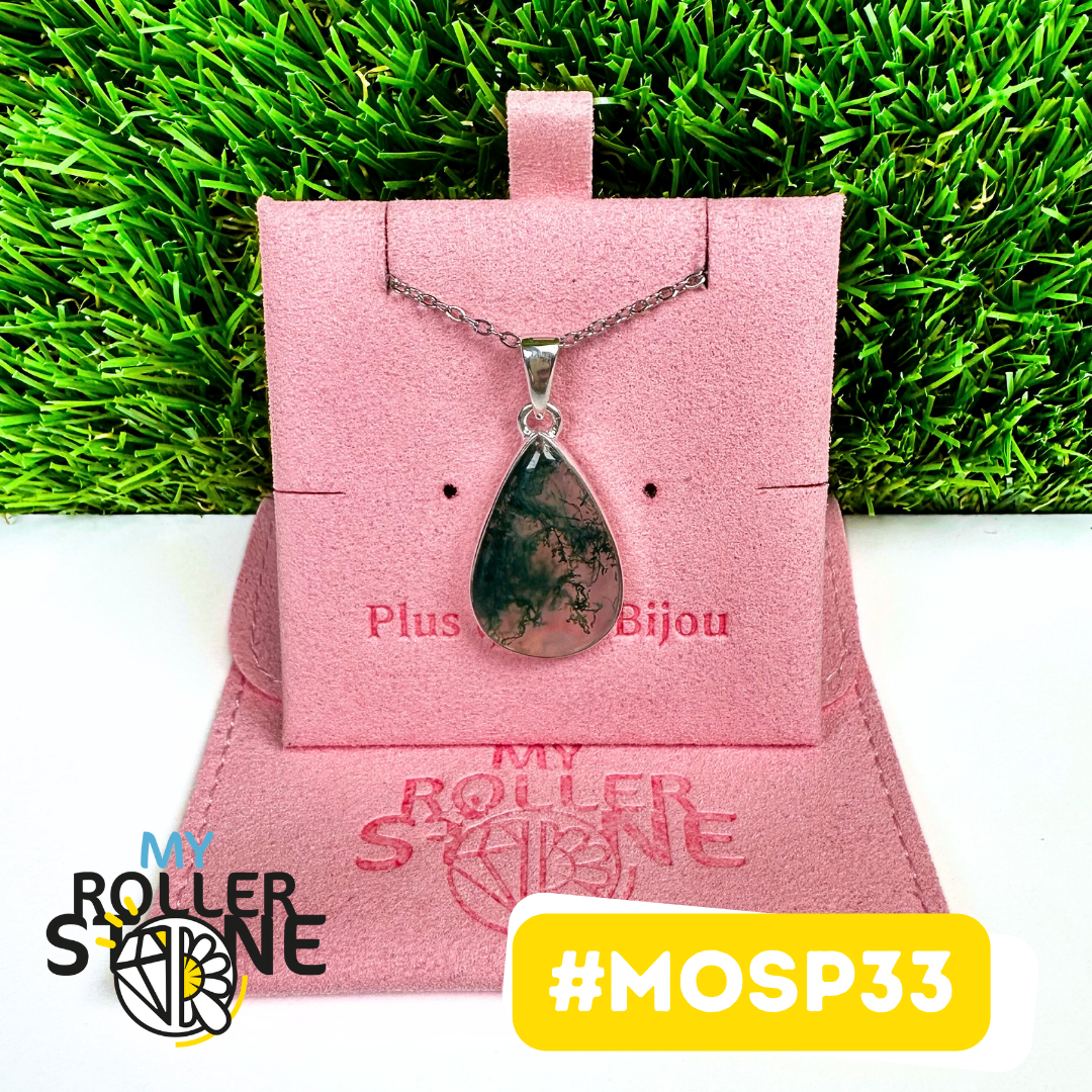 Pendentif Agate Mousse Argent 925 (MOSP33)