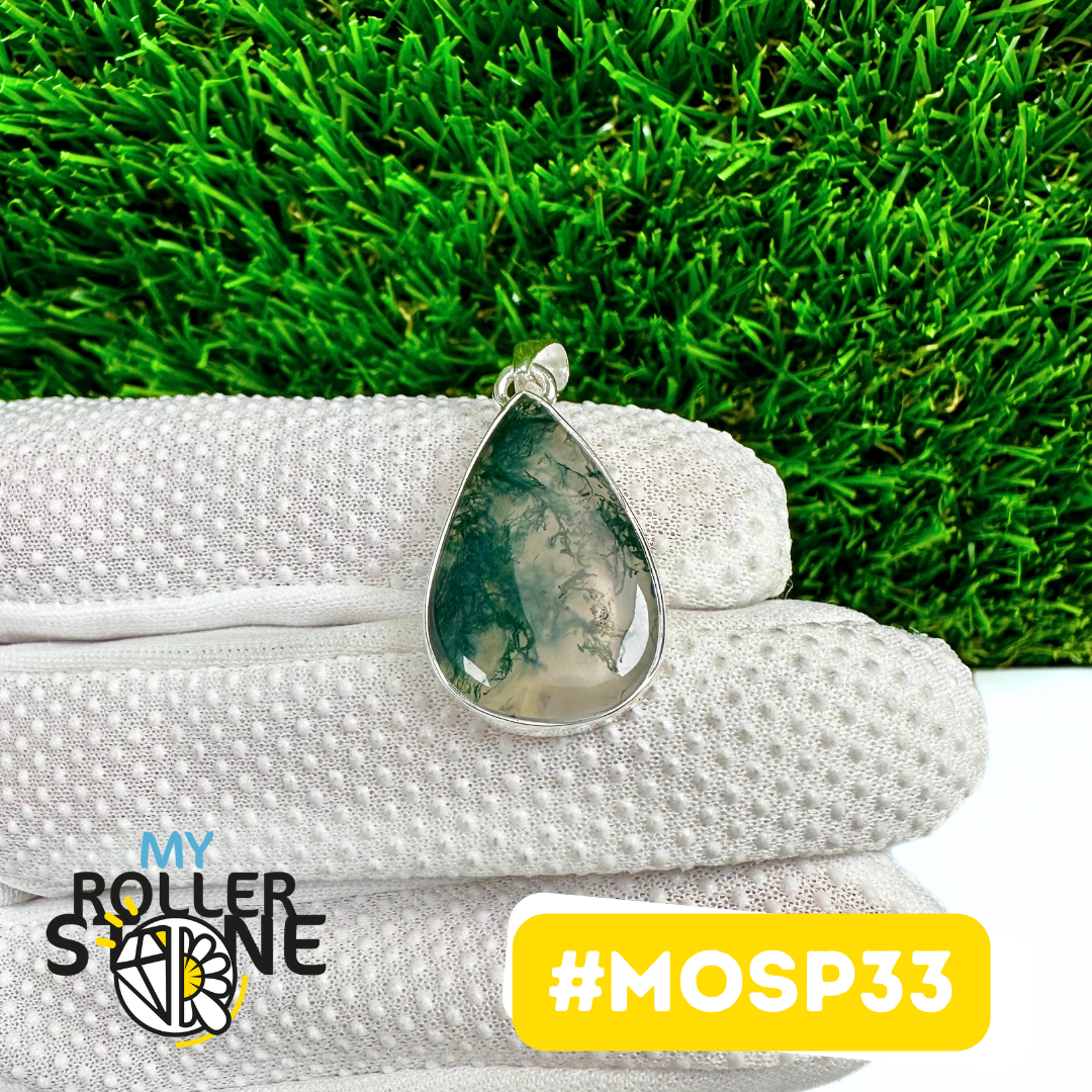 Pendentif Agate Mousse Argent 925 (MOSP33)