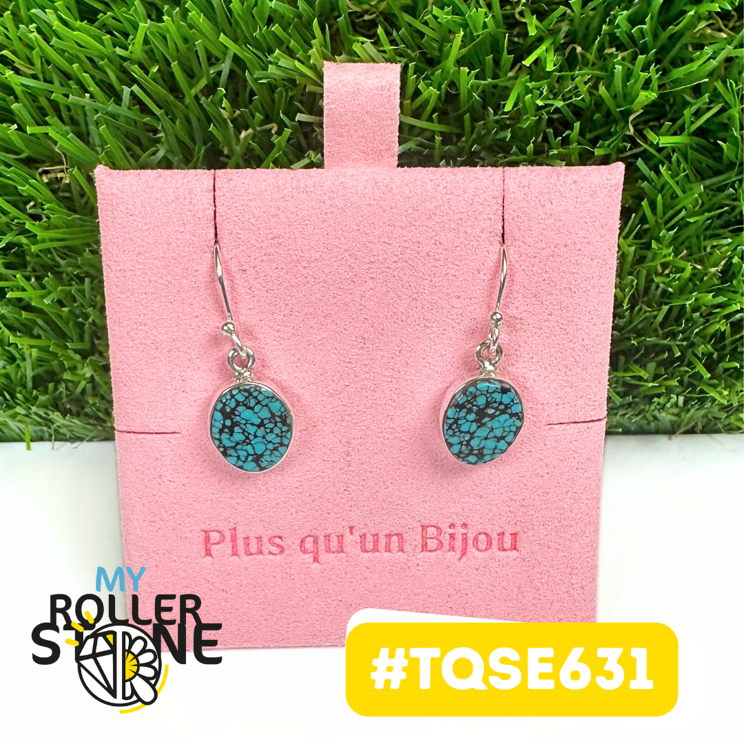Boucles d'Oreilles Turquoise Tibétaine Argent 925 #TQSE631