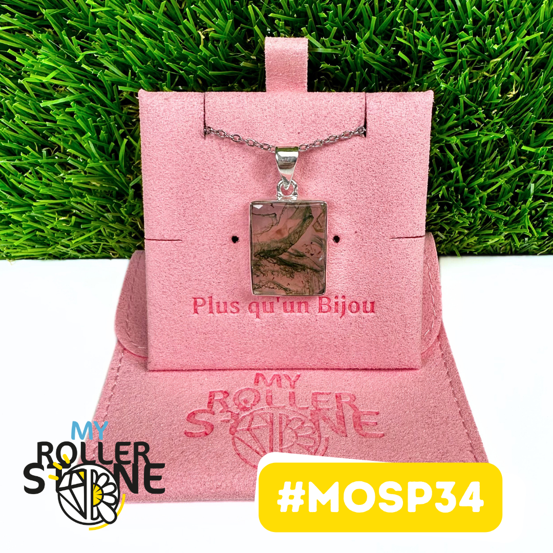 Pendentif Agate Mousse Argent 925 (MOSP34)