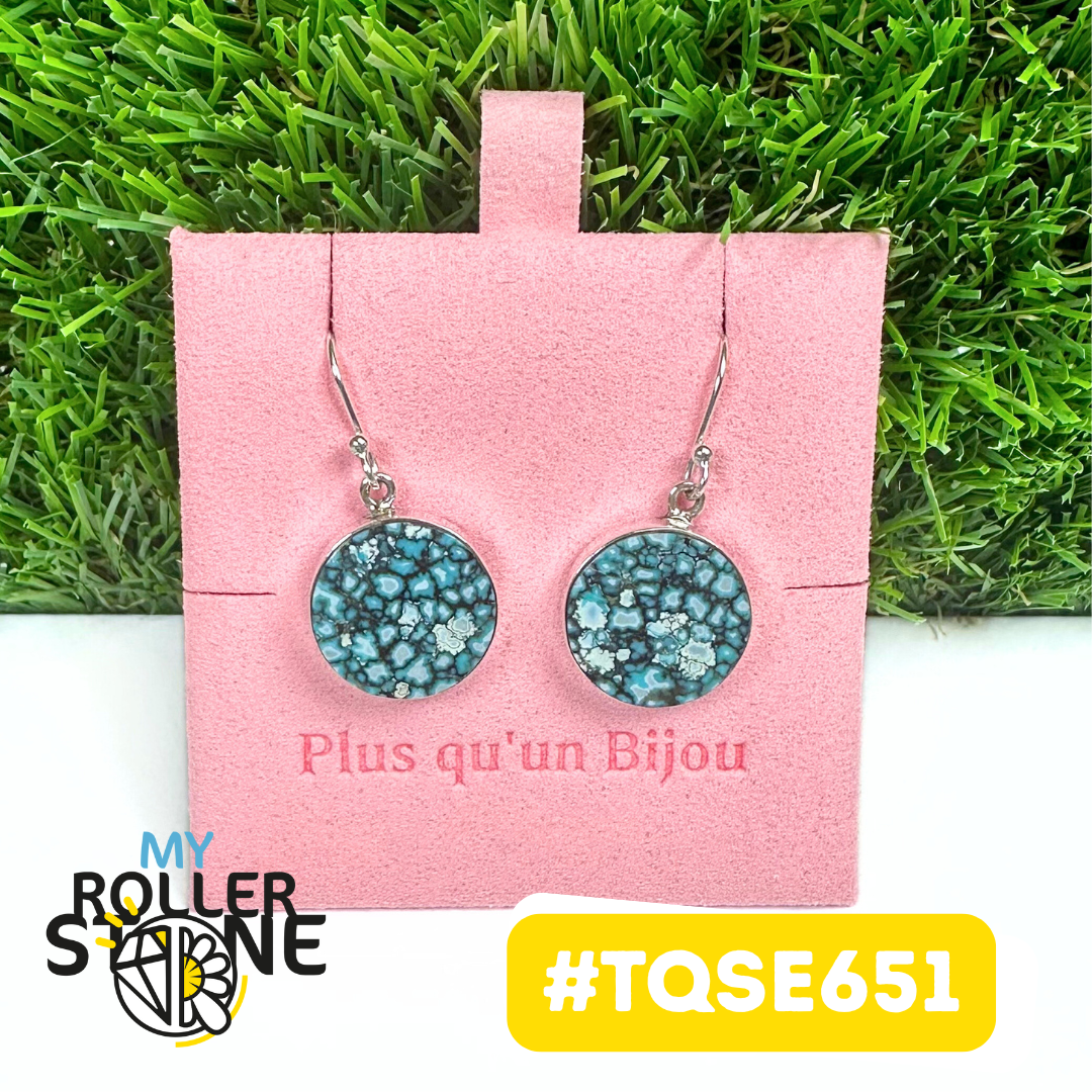 Boucles d'Oreilles Turquoise Tibétaine Argent 925 #TQSE651