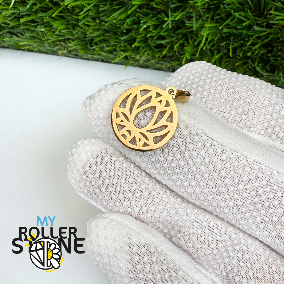 Pendentif fleur de Lotus acier inoxydable doré