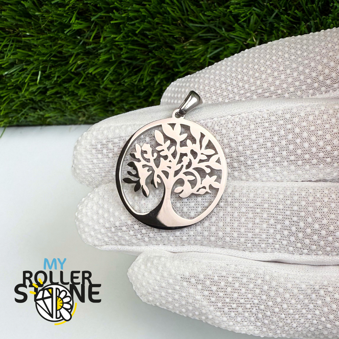 Pendentif arbre de vie acier inoxydable argent
