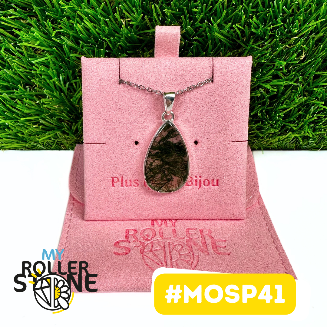 Pendentif Agate Mousse Argent 925 (MOSP41)