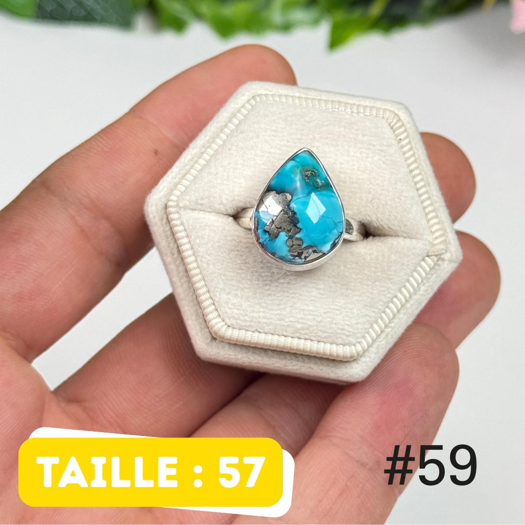Bague argent 925 turquoise persane Nishapur #TR59