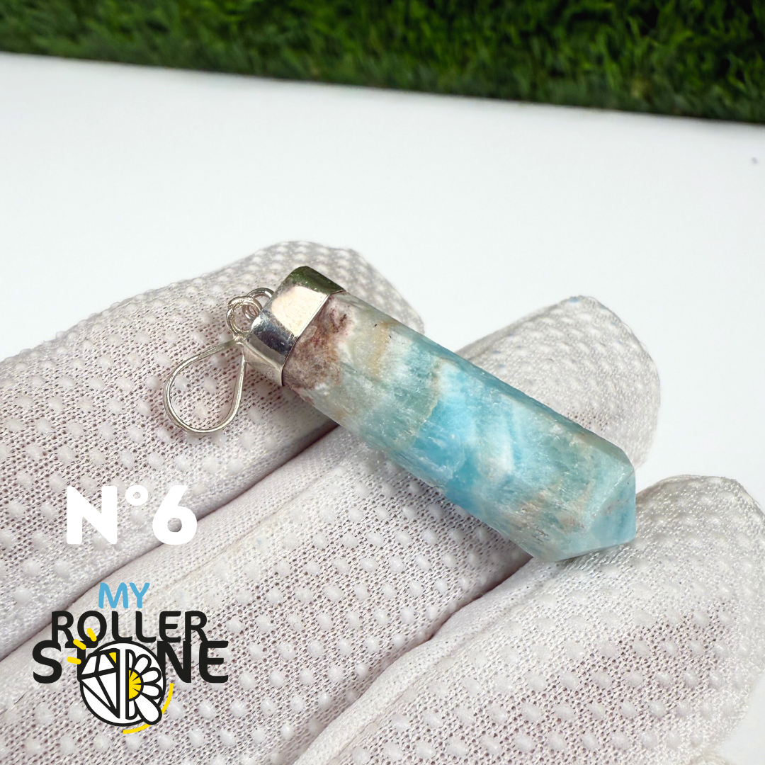 Pendentif Aragonite Bleue et Argent