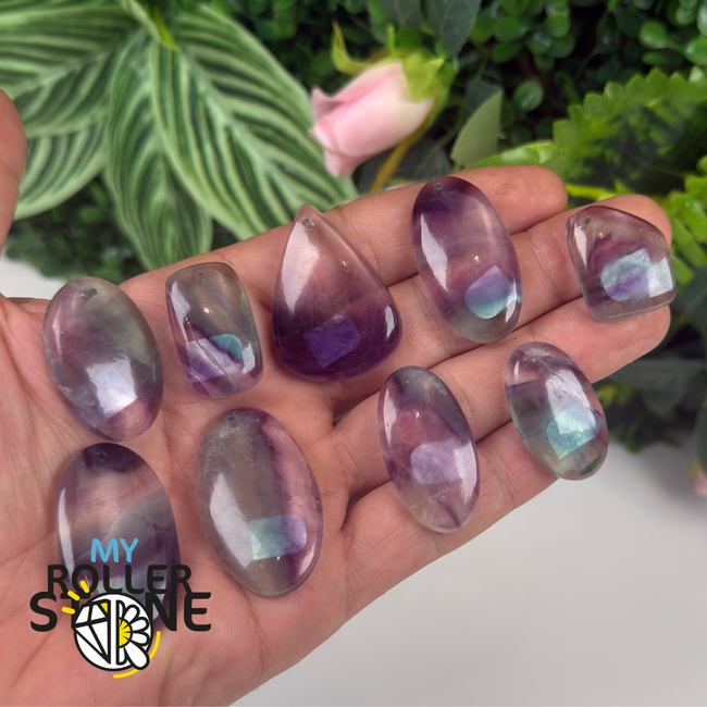 Pendentif percé Fluorite Arc-en-Ciel 5A