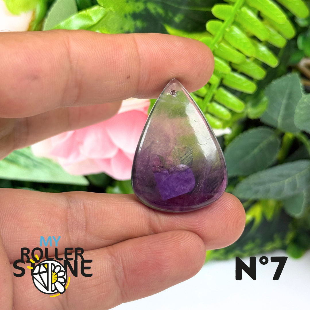 Pendentif percé Fluorite Arc-en-Ciel 5A