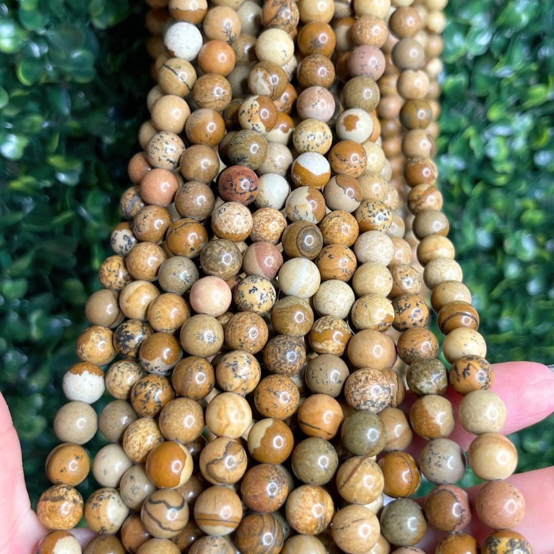 Perles naturelles vendue par 5 Jaspe Paysage