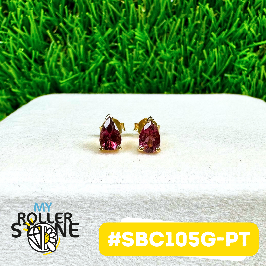 Boucles D'oreilles Tourmaline rose Argent 925 Plaqué Or 18K (SBC105G-PT)