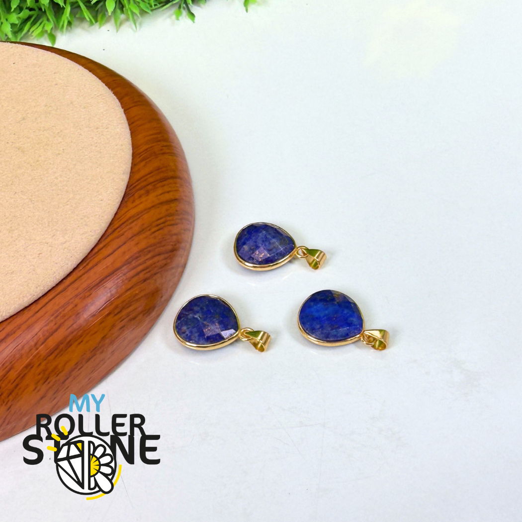 Pendentif Lapis Lazuli Goutte Facettée Doré