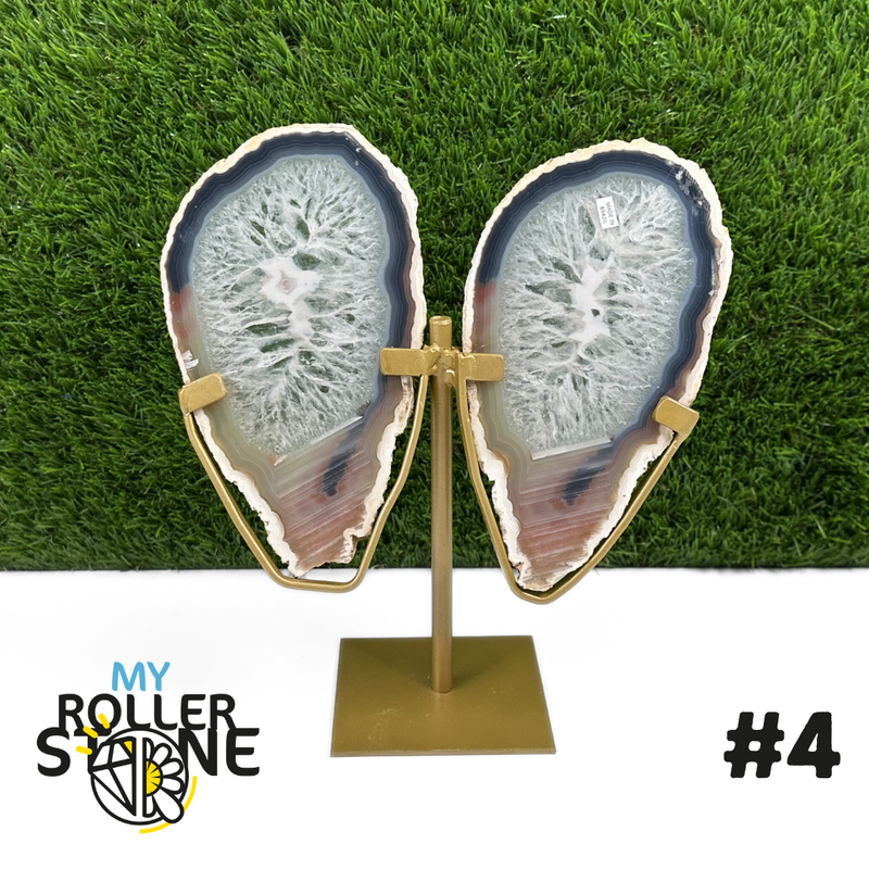 Tranche Duo d'Agate sur Support Métal #4