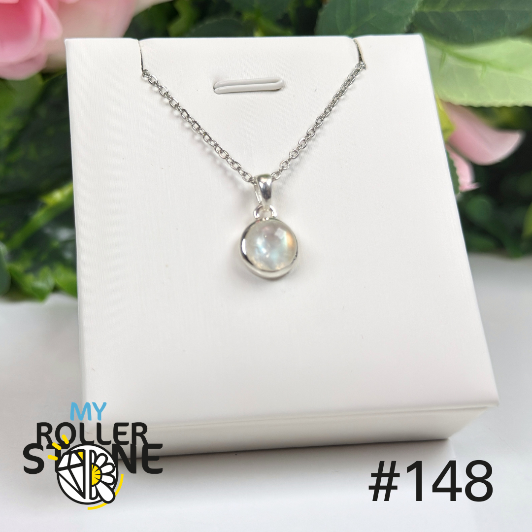 Pendentif argent pierre de lune blue fire #P148