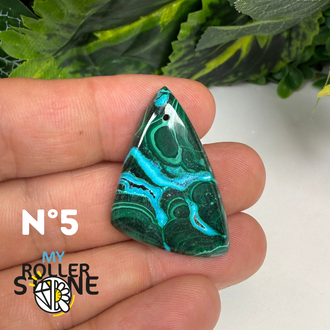 Pendentif Malachite Chrysocolle Percé 5A