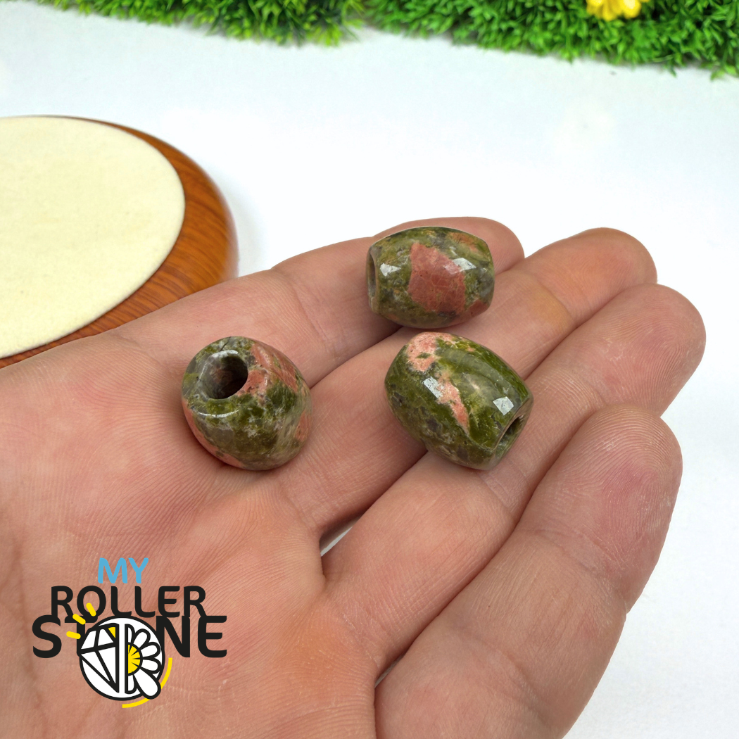 Perle Baril trou large (Quartz rose, Oeil de tigre, Unakite..)