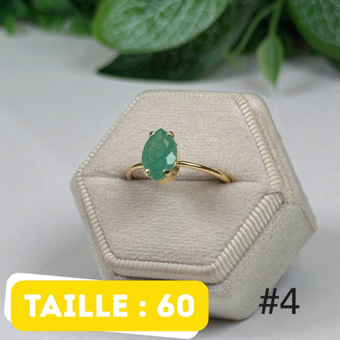 Bague Émeraude Argent 925 Plaqué Or #4
