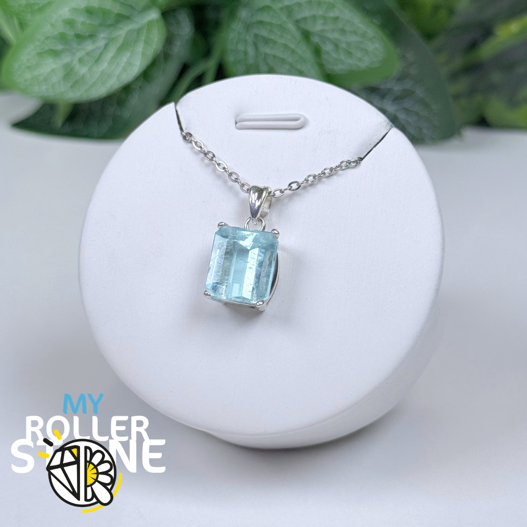 Pendentif Aigue-Marine du Brésil et Argent 925 #5