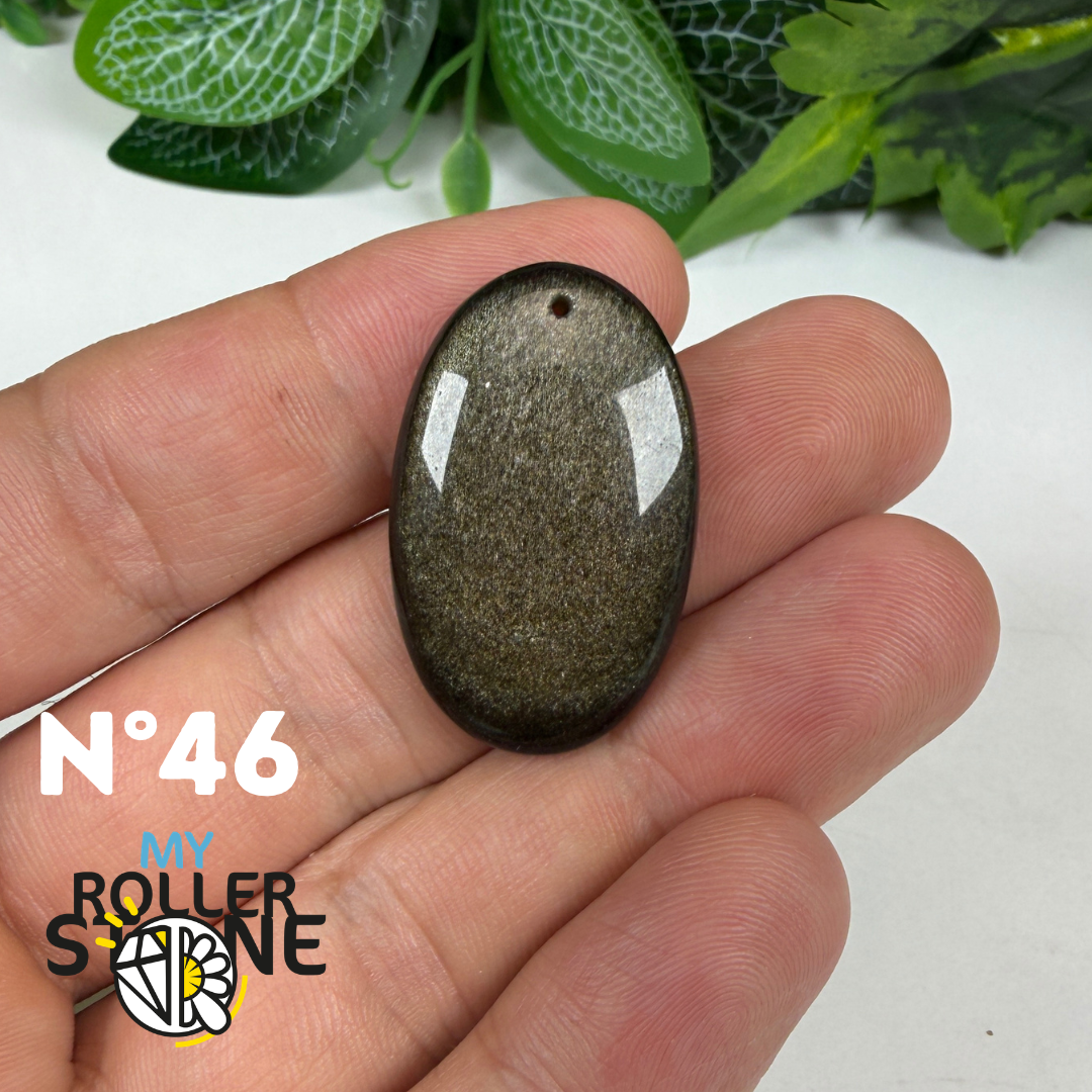 Pendentif Obsidienne dorée 5A percé