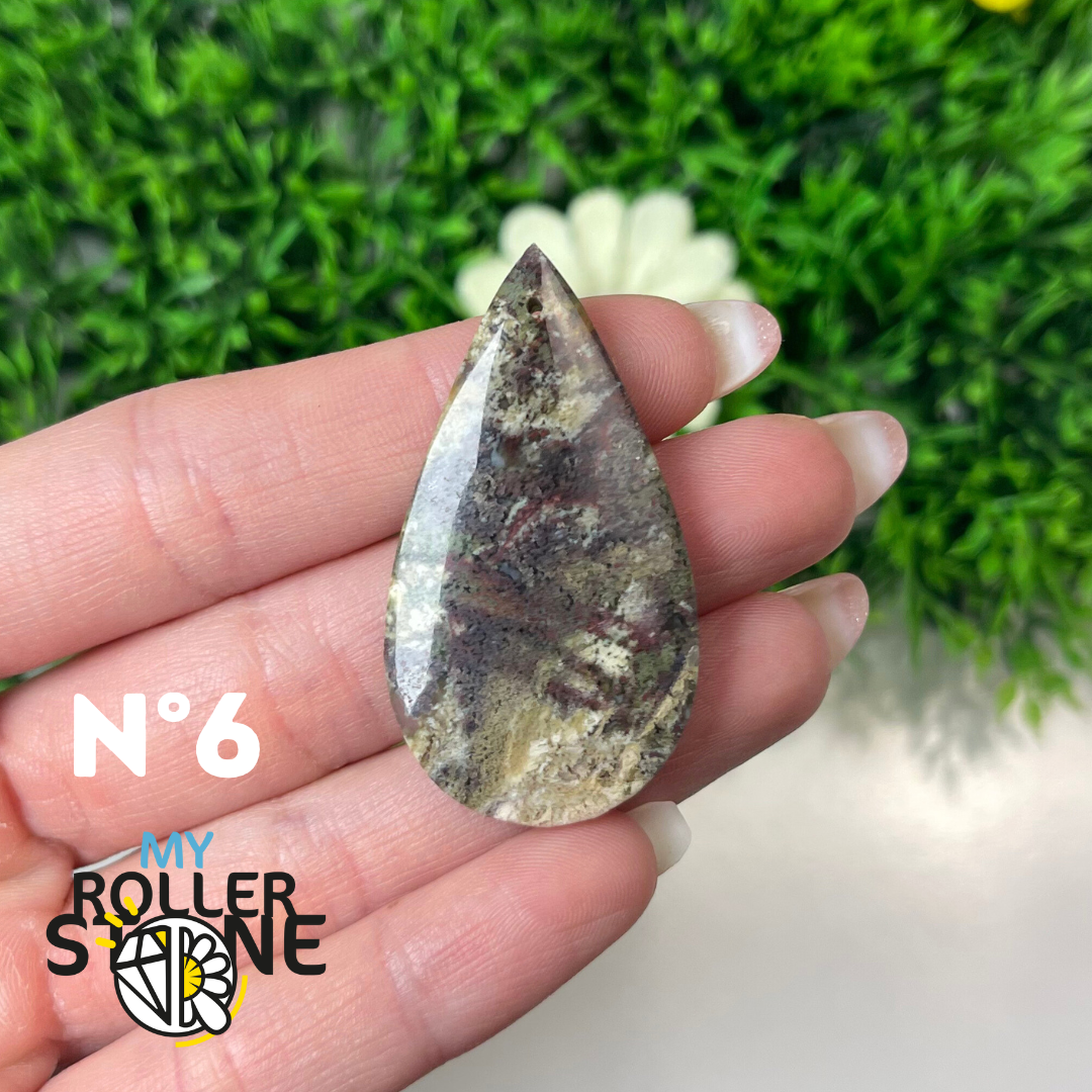 Pendentif Agate Mousse Indonésienne 5A Percé
