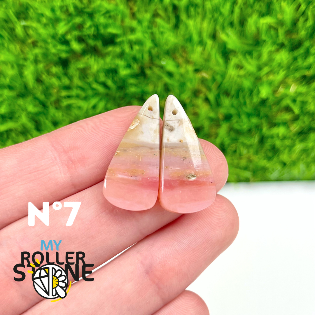 Pendentif Percé Opale Rose Duo