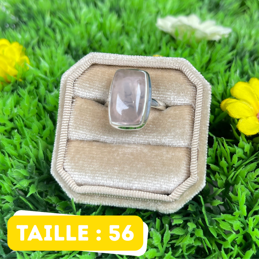 Bague Argent en Quartz rose #107