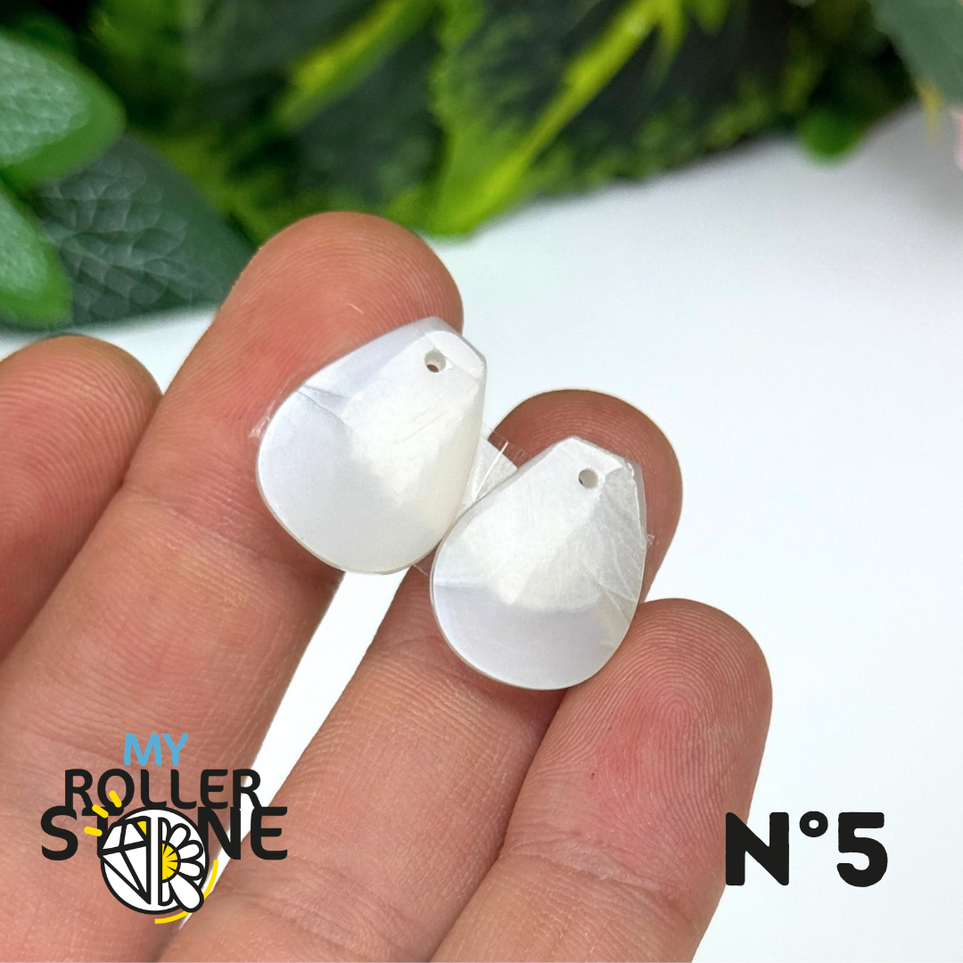 Paire de Cabochon percé en Pierre de lune D'Inde pour Boucles d'oreilles