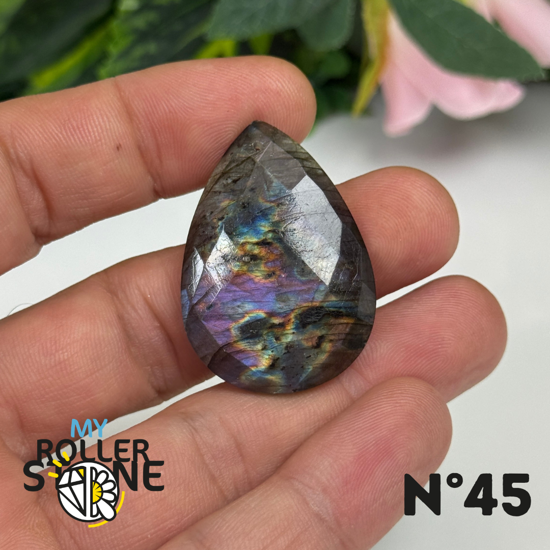 Pendentif Percé Spectrolite Violette Facettée