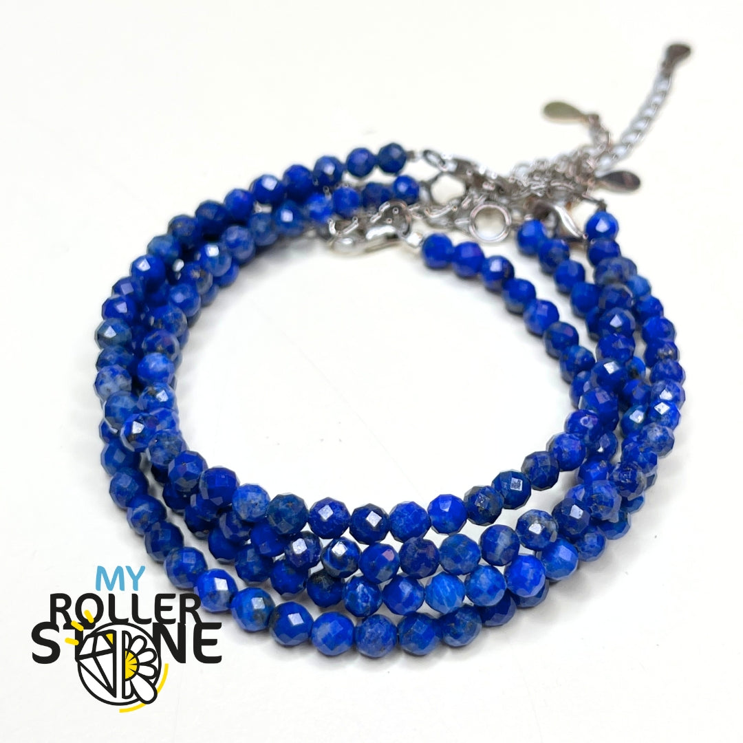 Bracelet en Lapis lazuli fermoir Argent