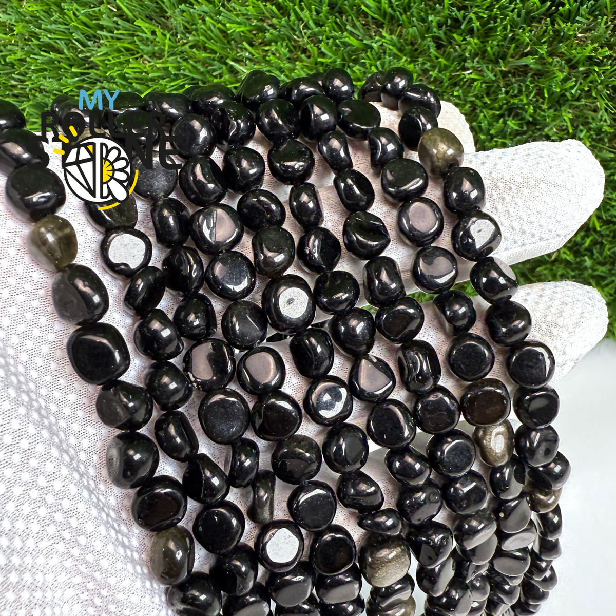 Perle Baroque Obsidienne Dorée