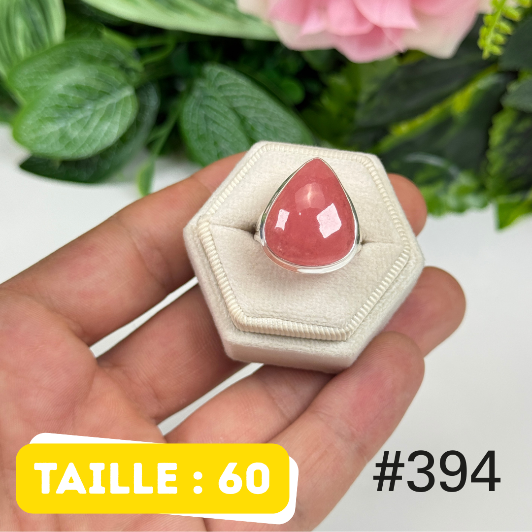 Bague argent 925 rhodochrosite translucide #R394
