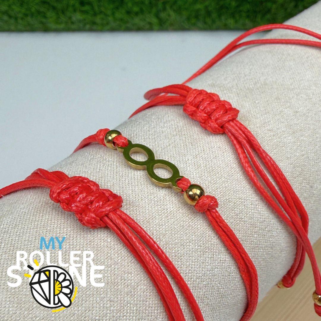 Bracelet Infini acier inoxydable cordon rouge