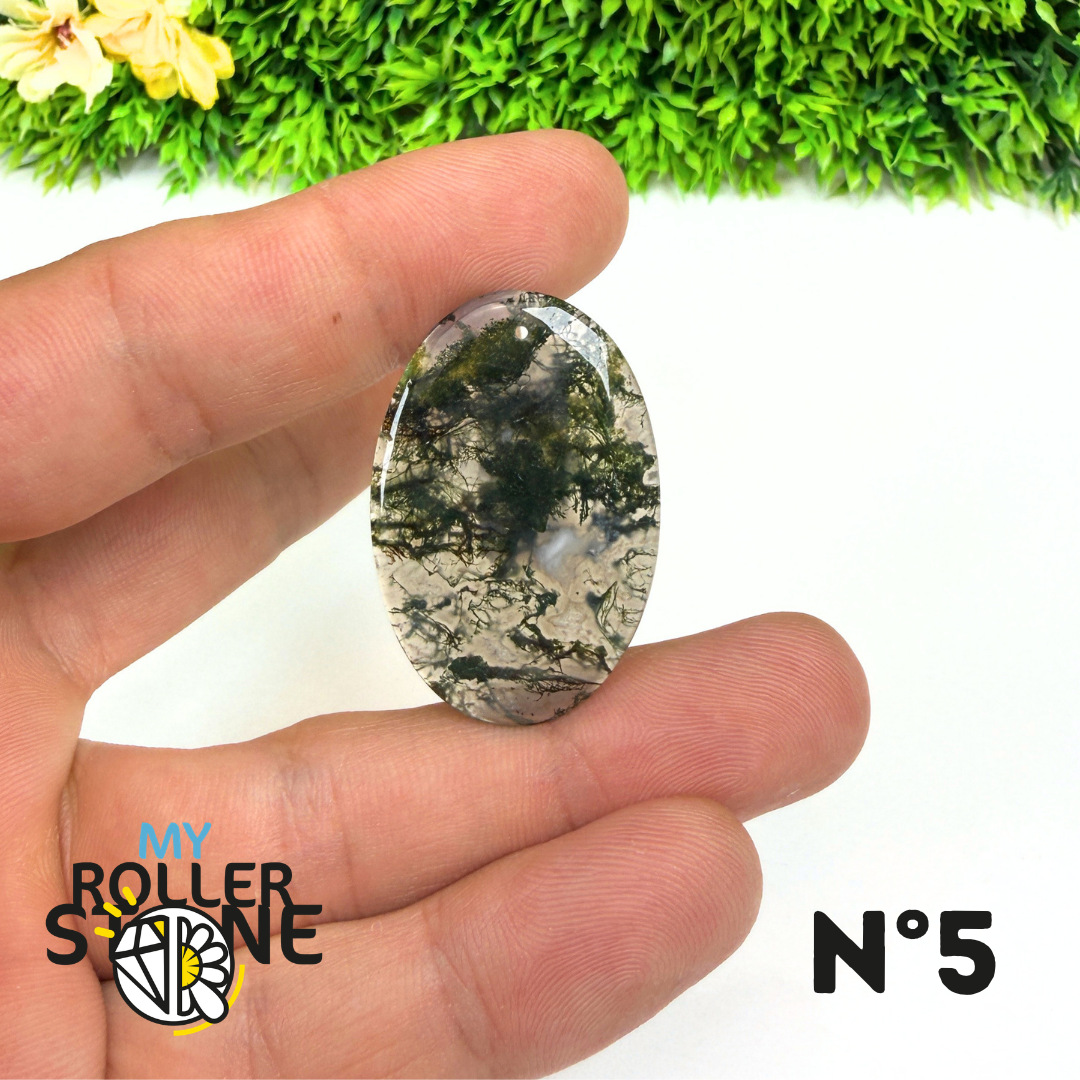 Pendentif Percé Agate Mousse Naturelle 5A